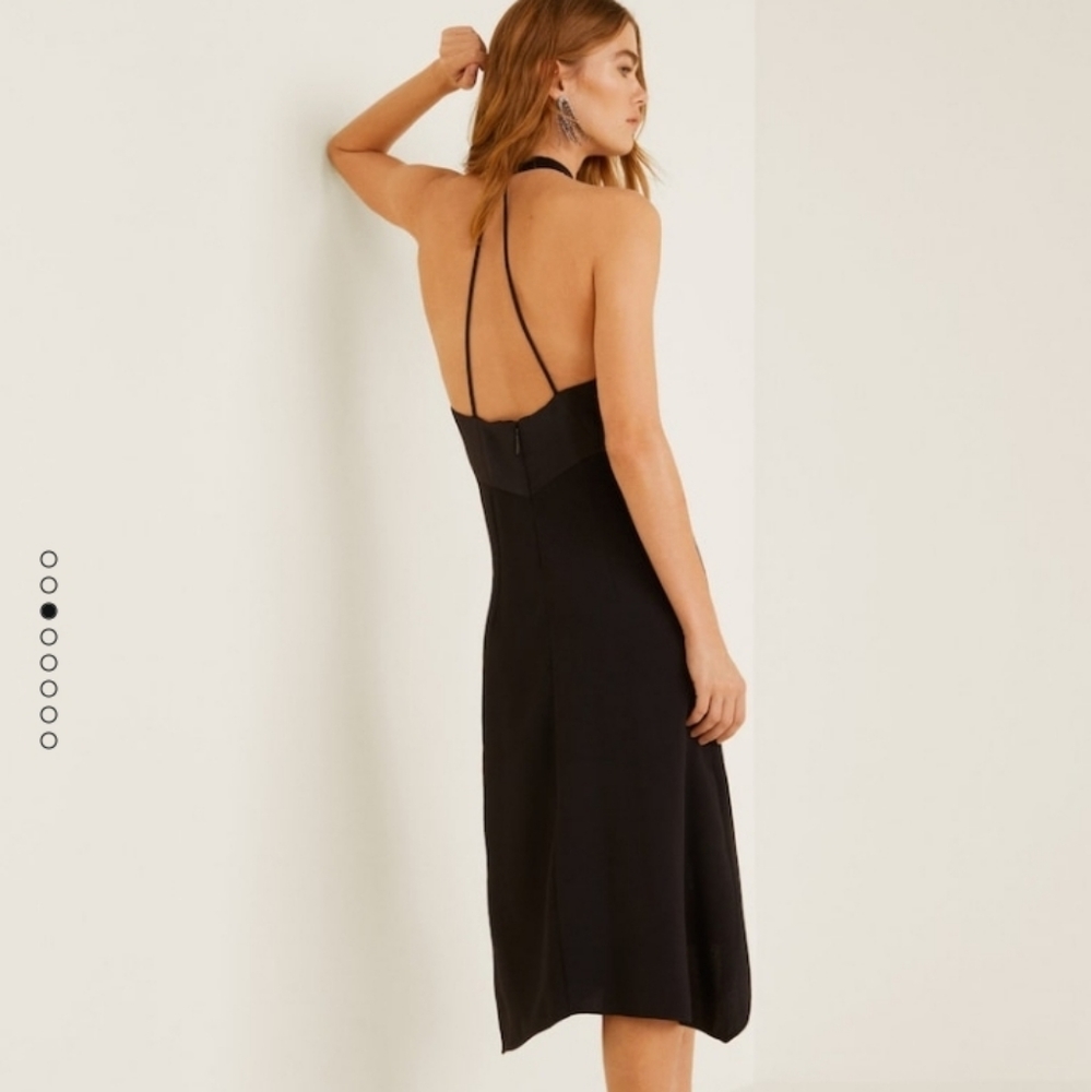 Backless Black Satin Dress
